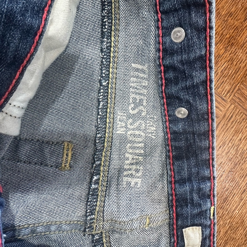 DKNY Times Square Low Rise Jeans with Red Accents